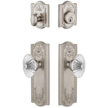 Parthenon Solid Brass Single Cylinder Keyed Entry Knobset and Deadbolt Combo Pack with Burgundy Crystal Knob and 2-3/4" Backset