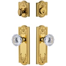 Parthenon Solid Brass Single Cylinder Keyed Entry Knobset and Deadbolt Combo Pack with Fontainebleau Crystal Knob and 2-3/4" Backset