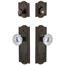 Parthenon Solid Brass Single Cylinder Keyed Entry Knobset and Deadbolt Combo Pack with Fontainebleau Crystal Knob and 2-3/4" Backset