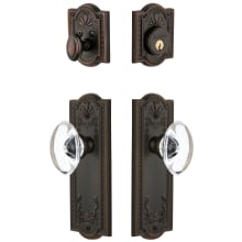 Parthenon Solid Brass Single Cylinder Keyed Entry Knobset and Deadbolt Combo Pack with Provence Crystal Knob and 2-3/4" Backset