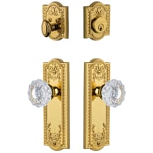 Parthenon Solid Brass Single Cylinder Keyed Entry Knobset and Deadbolt Combo Pack with Versailles Crystal Knob and 2-3/4" Backset