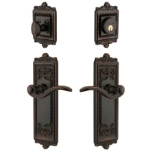 Windsor Solid Brass Right Handed Single Cylinder Keyed Entry Leverset and Deadbolt Combo Pack with Bellagio Lever and 2-3/4" Backset