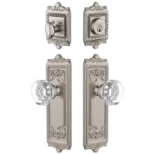 Windsor Solid Brass Single Cylinder Keyed Entry Knobset and Deadbolt Combo Pack with Chambord Crystal Knob and 2-3/4" Backset