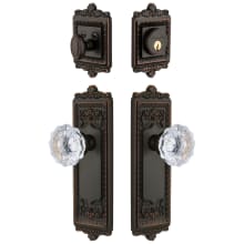 Windsor Solid Brass Single Cylinder Keyed Entry Knobset and Deadbolt Combo Pack with Fontainebleau Crystal Knob and 2-3/4" Backset