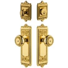 Windsor Solid Brass Single Cylinder Keyed Entry Knobset and Deadbolt Combo Pack with Parthenon Knob and 2-3/4" Backset