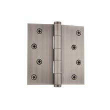 4 x 4 Inch Plain Bearing Square Corner Mortise Door Hinge with Button Finial - Single Hinge