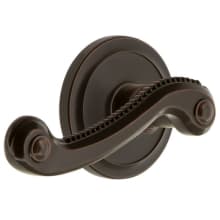 Circulaire Solid Brass Rose Left Handed Passage Door Lever Set with Newport Lever and 2-3/8" Backset