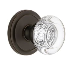 Circulaire Solid Brass Rose Privacy Door Knob Set with Bordeaux Crystal Knob and 2-3/4" Backset