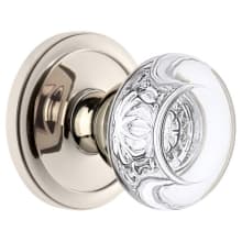 Circulaire Solid Brass Rose Privacy Door Knob Set with Bordeaux Crystal Knob and 2-3/8" Backset