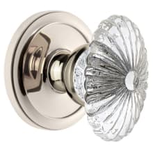Circulaire Solid Brass Rose Privacy Door Knob Set with Burgundy Crystal Knob and 2-3/8" Backset