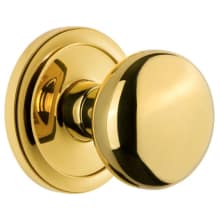 Circulaire Solid Brass Rose Privacy Door Knob Set with Fifth Avenue Knob and 2-3/4" Backset