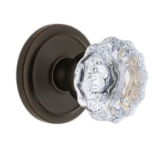 Circulaire Solid Brass Rose Privacy Door Knob Set with Fontainebleau Crystal Knob and 2-3/4" Backset