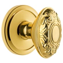 Circulaire Solid Brass Rose Privacy Door Knob Set with Grande Victorian Knob and 2-3/4" Backset