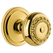 Circulaire Solid Brass Rose Privacy Door Knob Set with Parthenon Knob and 2-3/4" Backset