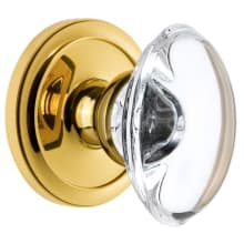 Circulaire Solid Brass Rose Privacy Door Knob Set with Provence Crystal Knob and 2-3/4" Backset