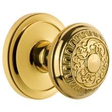 Circulaire Solid Brass Rose Privacy Door Knob Set with Windsor Knob and 2-3/8" Backset