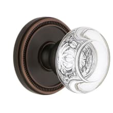 Soleil Solid Brass Rose Privacy Door Knob Set with Bordeaux Crystal Knob and 2-3/4" Backset