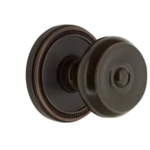 Soleil Solid Brass Privacy Door Knob Set with Bouton Knob and 2-3/4" Backset