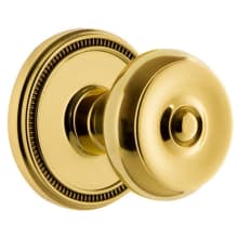 Soleil Solid Brass Privacy Door Knob Set with Bouton Knob and 2-3/8" Backset