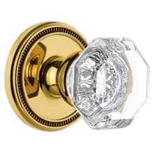 Soleil Solid Brass Rose Privacy Door Knob Set with Chambord Crystal Knob and 2-3/8" Backset
