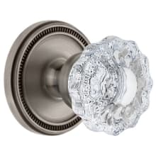 Soleil Solid Brass Rose Privacy Door Knob Set with Versailles Crystal Knob and 2-3/4" Backset