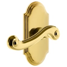 Arc Solid Brass Left Handed Passage Door Lever Set with Newport Lever and 2-3/4" Backset