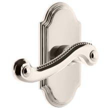 Arc Solid Brass Left Handed Passage Door Lever Set with Newport Lever and 2-3/8" Backset