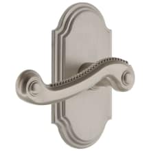Arc Solid Brass Left Handed Single Dummy Door Lever with Newport Lever