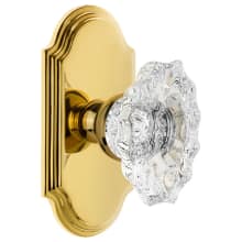Arc Solid Brass Rose Privacy Door Knob Set with Biarritz Crystal Knob and 2-3/4" Backset