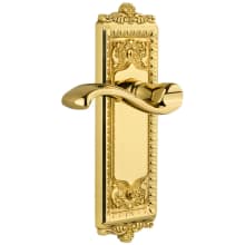 Windsor Solid Brass Rose Right Handed Privacy Door Lever Set with Portofino Lever and 2-3/8" Backset