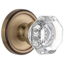 Georgetown Solid Brass Rose Privacy Door Knob Set with Chambord Crystal Knob and 2-3/8" Backset