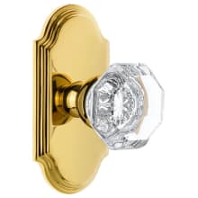 Arc Solid Brass Rose Privacy Door Knob Set with Chambord Crystal Knob and 2-3/4" Backset