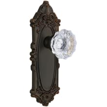 Grande Victorian Solid Brass Rose Dummy Door Knob Set with Fontainebleau Crystal Knob