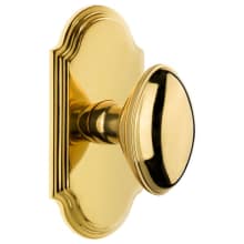 Arc Solid Brass Privacy Door Knob Set with Eden Prairie Knob and 2-3/8" Backset
