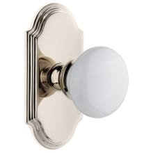 Arc Solid Brass Rose Privacy Door Knob Set with Hyde Park Knob and 2-3/8" Backset