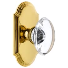 Arc Solid Brass Rose Privacy Door Knob Set with Provence Crystal Knob and 2-3/8" Backset