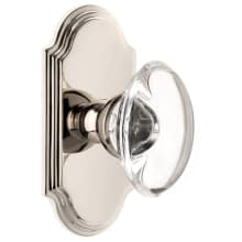 Arc Solid Brass Rose Privacy Door Knob Set with Provence Crystal Knob and 2-3/8" Backset