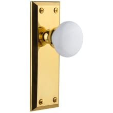Fifth Avenue Solid Brass Tall Plate Passage Door Knob Set with Egg Knob and 2-3/8" Backset