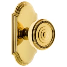 Arc Solid Brass Privacy Door Knob Set with Soleil Knob and 2-3/8" Backset