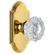 Arc Solid Brass Rose Privacy Door Knob Set with Versailles Crystal Knob and 2-3/4" Backset