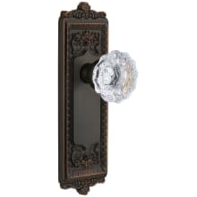 Windsor Solid Brass Rose Passage Door Knob Set with Fontainebleau Crystal Knob and 2-3/8" Backset