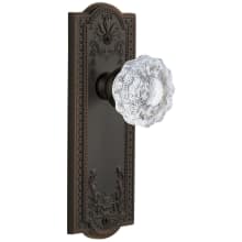 Parthenon Solid Brass Rose Privacy Door Knob Set with Versailles Crystal Door Knob Set and 2-3/8" Backset