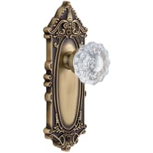 Grande Victorian Solid Brass Rose Dummy Door Knob Set with Versailles Crystal Knob