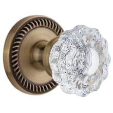 Newport Solid Brass Rose Single Dummy Door Knob with Versailles Crystal Knob