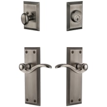 Fifth Avenue Solid Brass Right Handed Single Cylinder Keyed Entry Leverset and Deadbolt Combo Pack with Bellagio Lever and 2-3/8" Backset