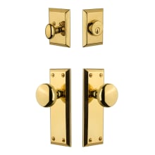 Fifth Avenue Sleek Modern Solid Brass Single Cylinder Keyed Entry Set Round Knobs and Deadbolt - 2-3/4" Backset