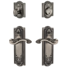 Parthenon Solid Brass Right Handed Single Cylinder Keyed Entry Leverset and Deadbolt Combo Pack with Portofino Lever and 2-3/8" Backset