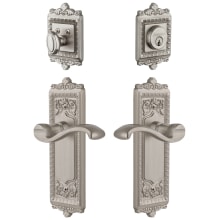 Windsor Solid Brass Right Handed Single Cylinder Keyed Entry Leverset and Deadbolt Combo Pack with Portofino Lever and 2-3/8" Backset