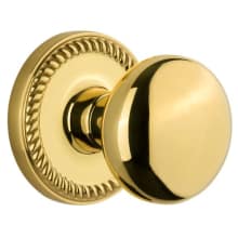 Newport Solid Brass Rose Privacy Door Knob Set with Fifth Avenue Knob and 2-3/8" Backset