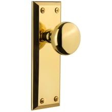 Fifth Avenue Solid Brass Privacy Door Knob Set with Long Backplate and 2-3/8" Backset
